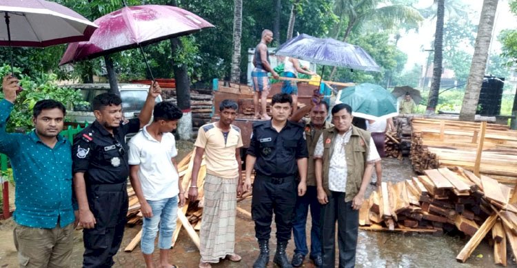 হাটহাজারী বিট কাম চেক স্টেশন এলাকায় ২ আসামীসহ চিড়াইকাঠ বোঝাই পিকআপ আটক