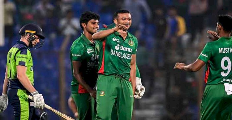 রেকর্ড রানের ম্যাচে বৃষ্টি বাধা ঠেলে জয় টাইগারদের